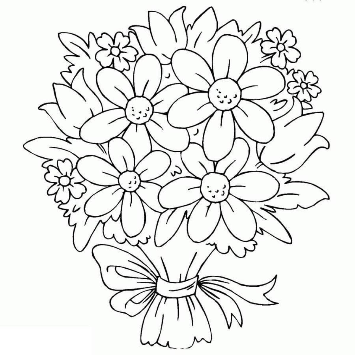 раскраска открытка цветы букет