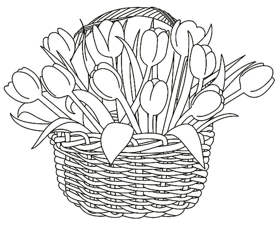 раскраска тюльпаны на 8 марта для детей шаблоны 3