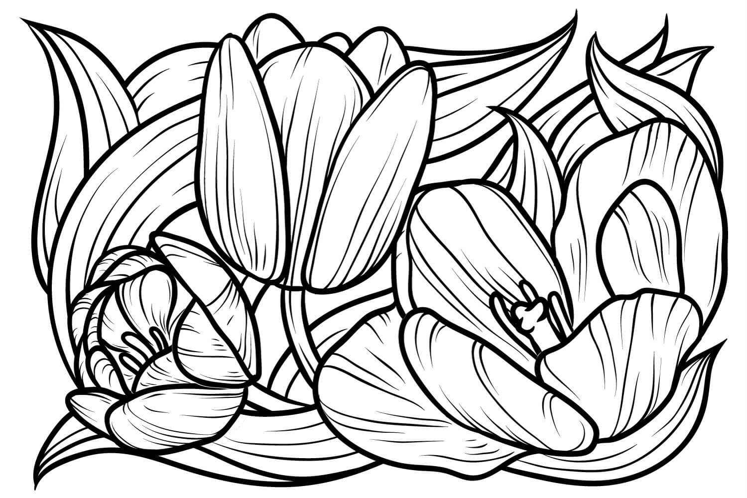 раскраска тюльпаны на 8 марта для детей шаблоны 8