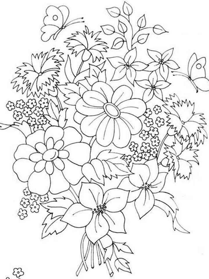 раскраска открытка цветы букет 8