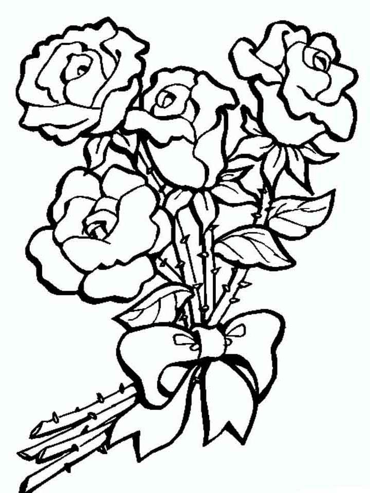 цветок роза раскраска для детей распечатать
