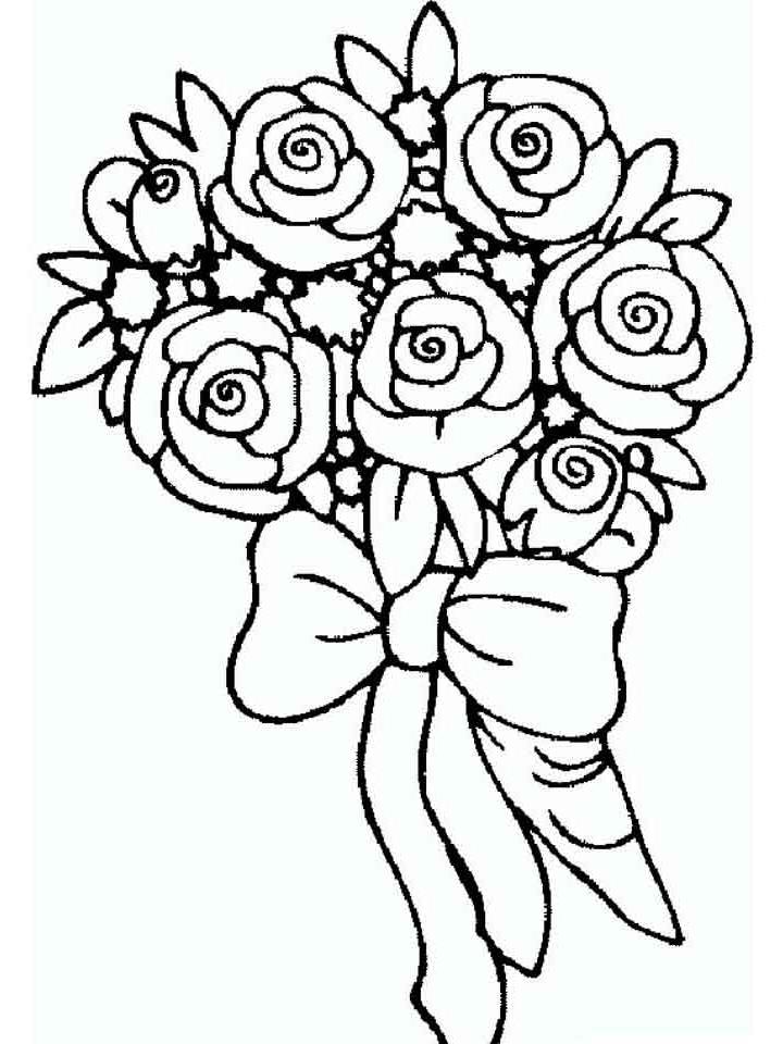 цветок роза раскраска для детей распечатать 3
