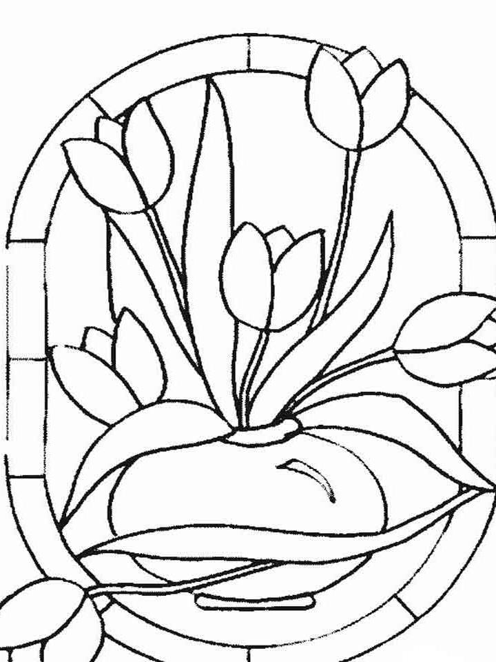 раскраска тюльпаны в вазе для детей 4