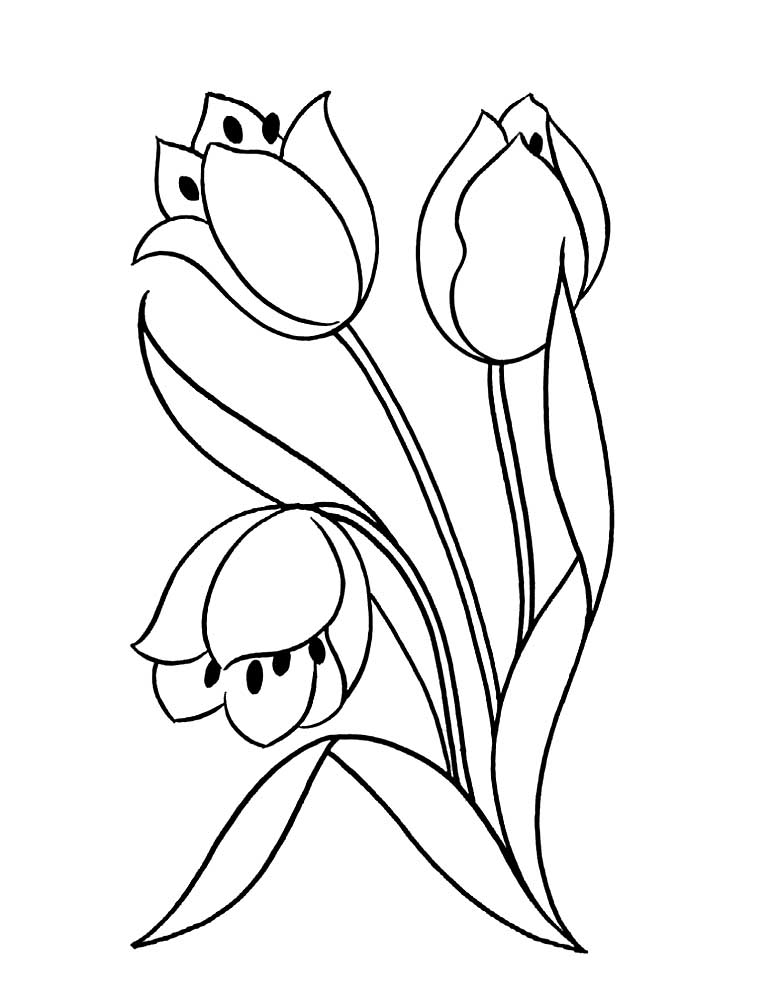 тюльпаны в вазе раскраска для детей распечатать 5