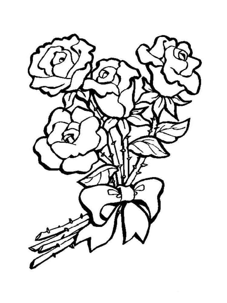 розы раскраска для детей распечатать 3