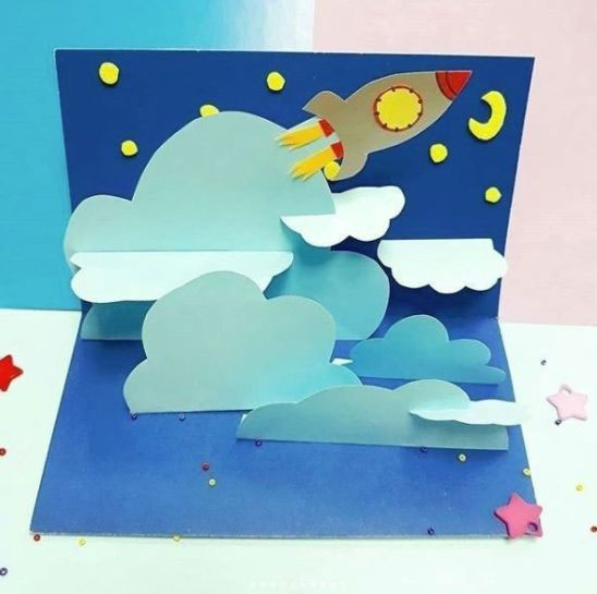 открытка к дню космонавтики своими руками в детский сад 4