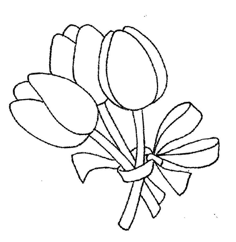 тюльпаны в вазе раскраска для детей в саду 9