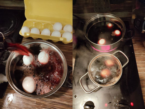 Как покрасить яйца в красном вине мерцающие