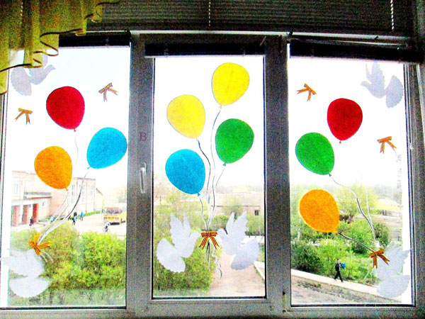 украшаем окна к 9 мая в детском саду 4