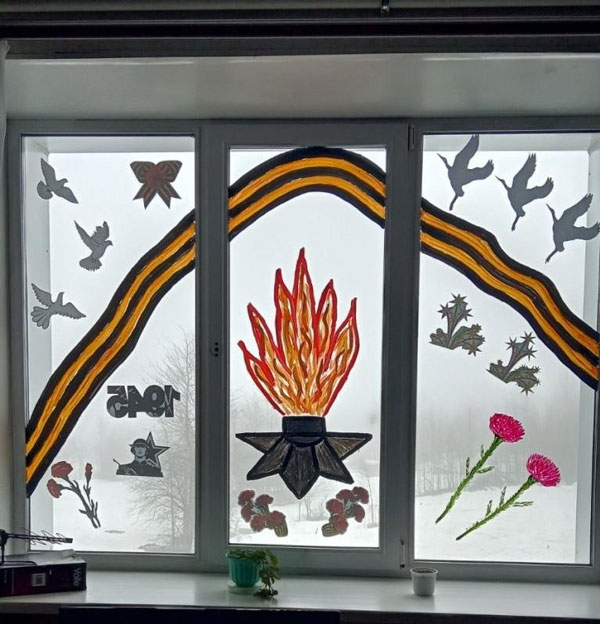 украшение на окна к 9 мая в детском саду 3