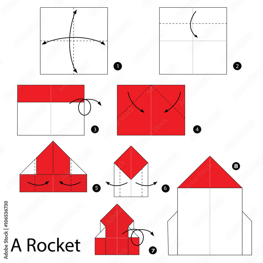 ракета из бумаги оригами схема
