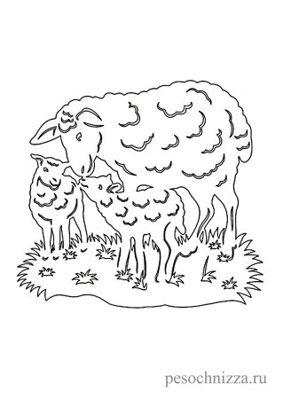 овечка и барашек шаблон для рисования 7