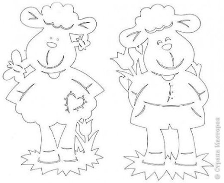 овечка и барашек шаблон для рисования 8