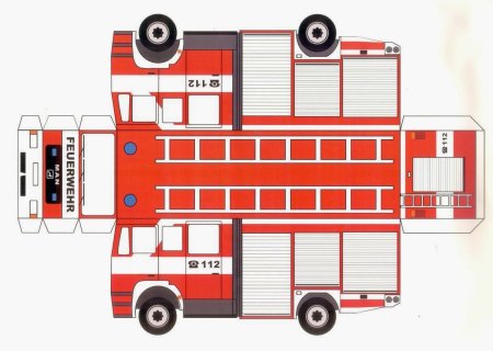 пожарная машина шаблон для детей 4