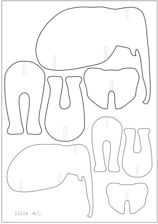 шаблоны слона для вырезания из картона для детей 3