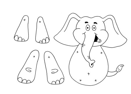 шаблоны слона для вырезания из картона для детей 2