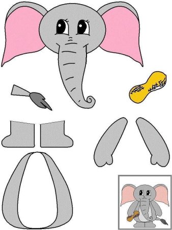 шаблоны слона для вырезания из картона для детей