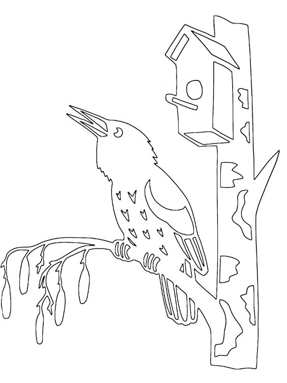 трафарет птицы для вырезания из бумаги шаблоны для садика 6