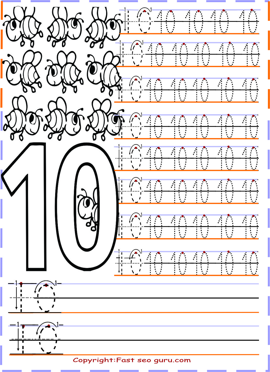 цифра 10 пропись 1 класс распечатать 9