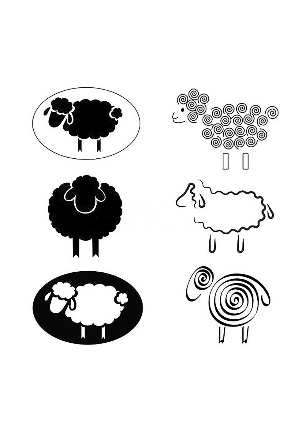 шаблон овечки для аппликации из ваты для детей 5