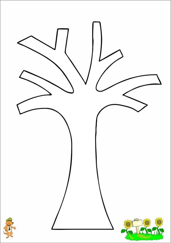 шаблон дерева без листьев для аппликации в подготовительной группе 11
