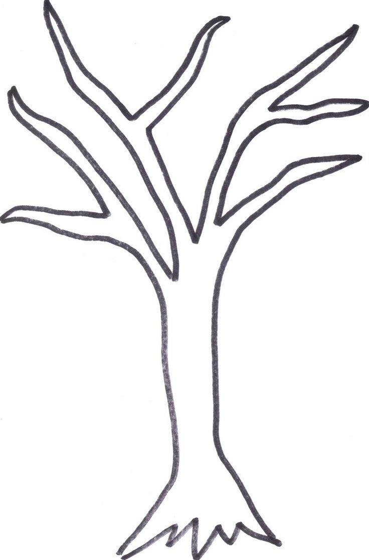 шаблон ствола дерева без листьев для аппликации простой 9