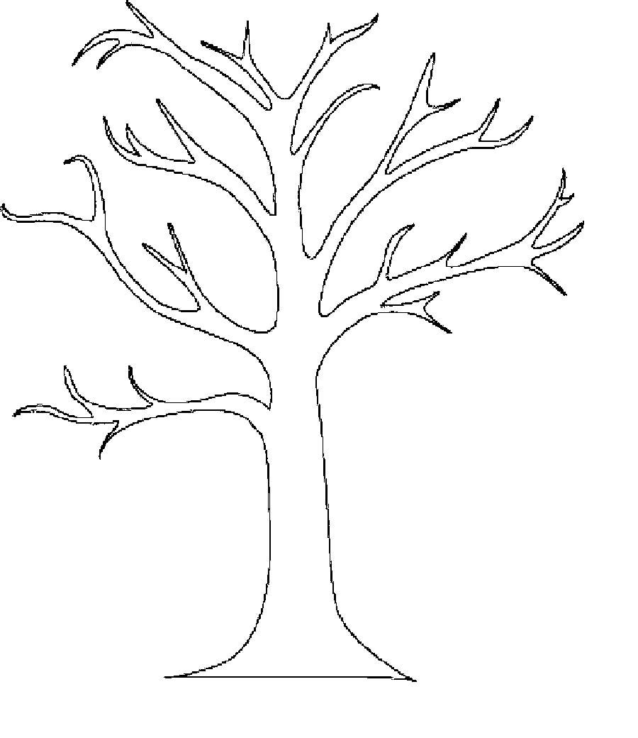 шаблон ствола дерева без листьев для аппликации простой 3