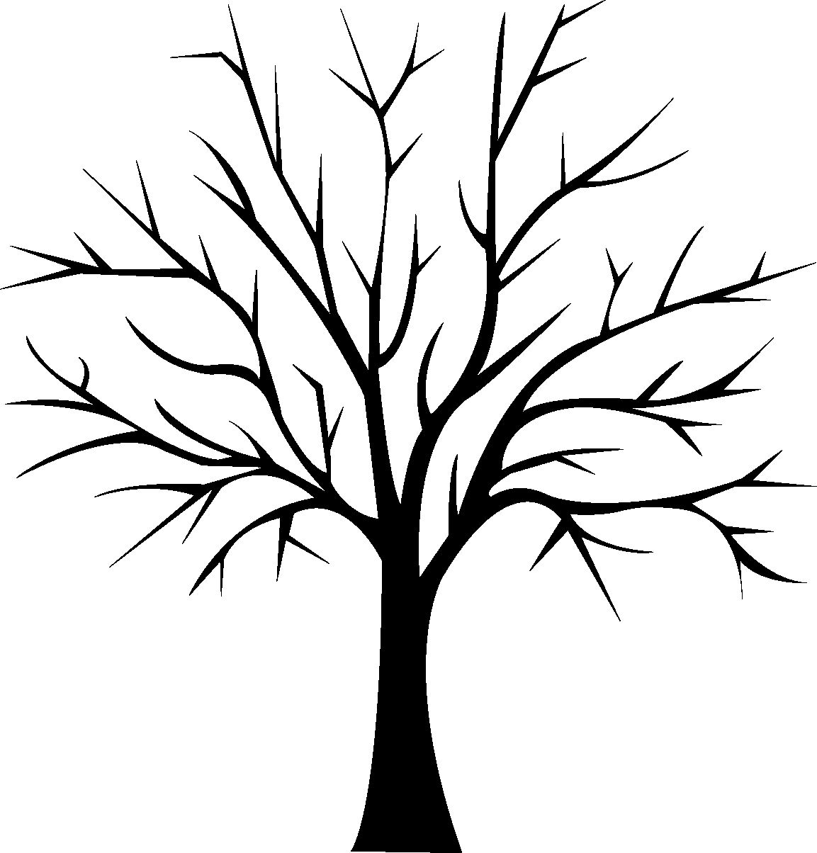 шаблон дерева без листьев для аппликации в средней группе 4