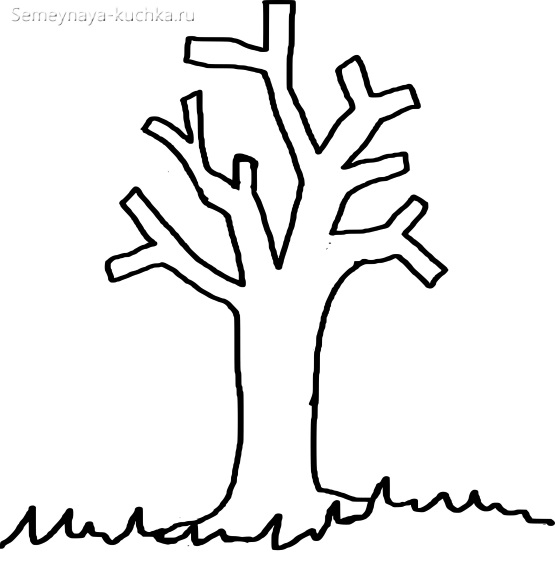 шаблон дерево без листьев для аппликации а4 2