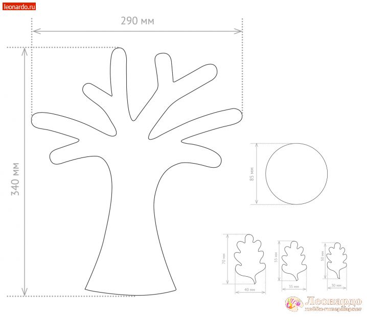 контур дерева без листьев шаблоны для аппликации распечатать 3