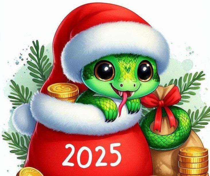 новогодняя открытка год змеи 2025 9