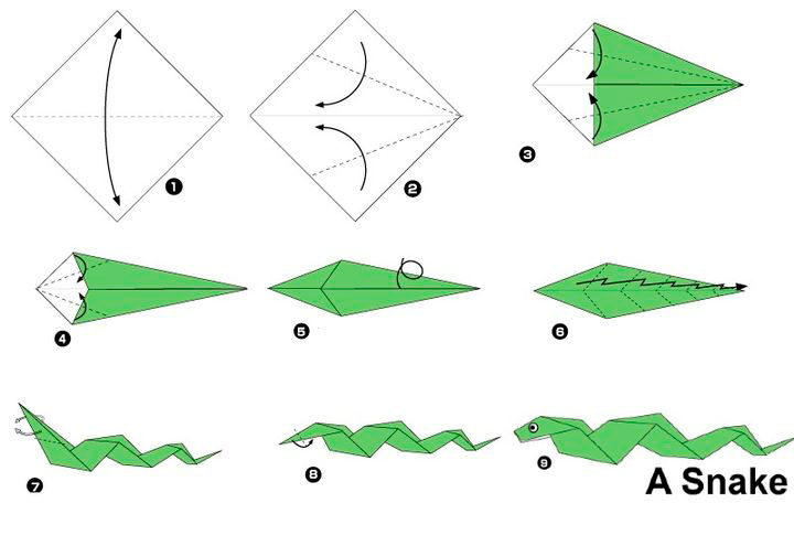 змея оригами на Новый 2025 год 2
